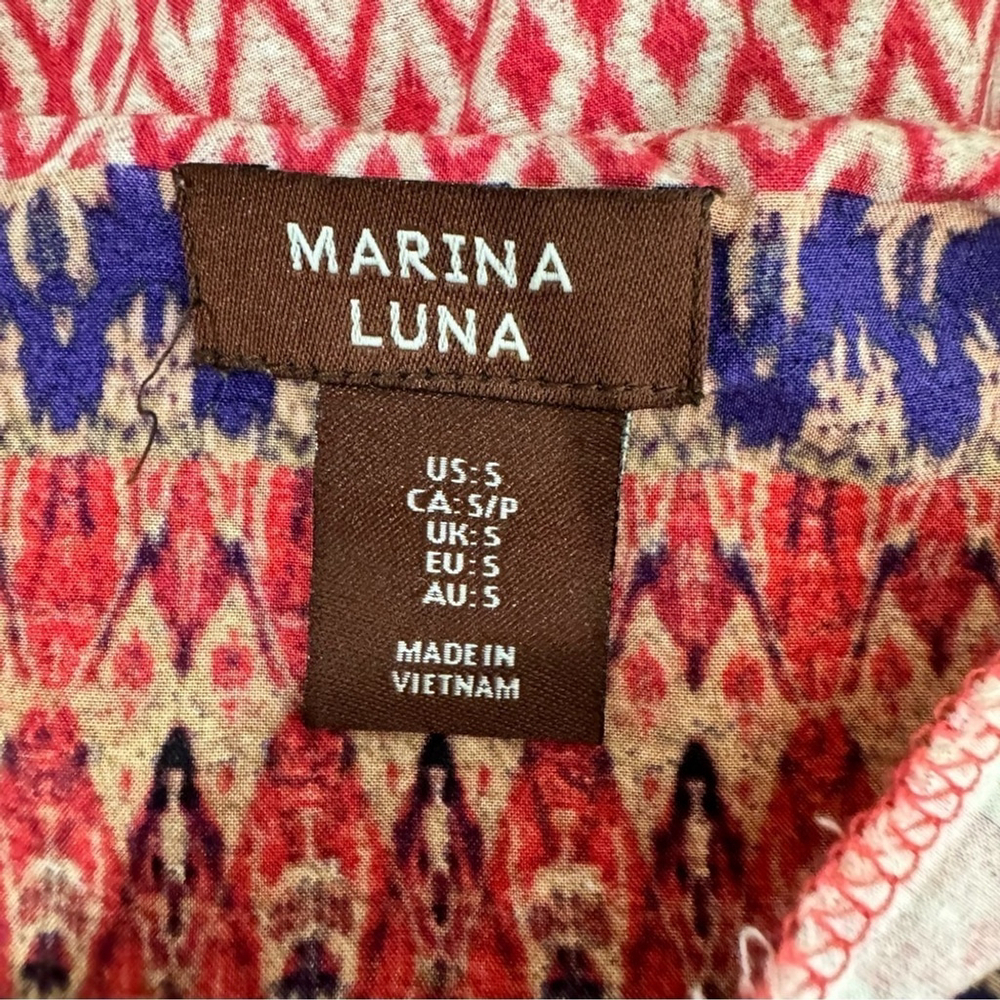Marina Luna Maxi Dress S Red Boho Spaghetti Strap Summer Beach Cottage Vacation - Picture 8 of 10